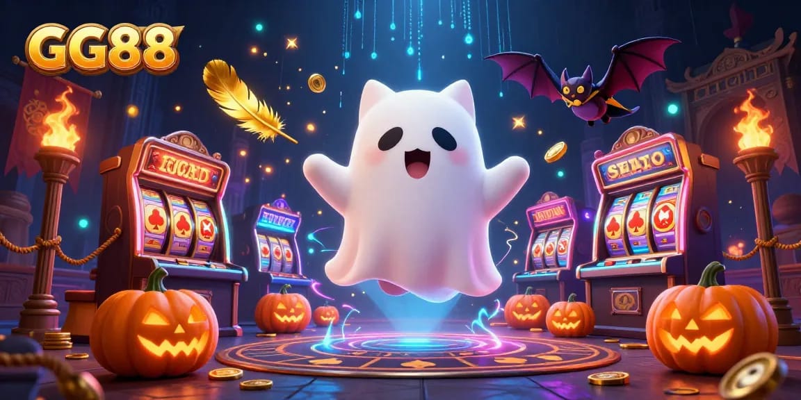 Engage with GG88 at the haunted casino, featuring vibrant characters and thrilling gaming elements.