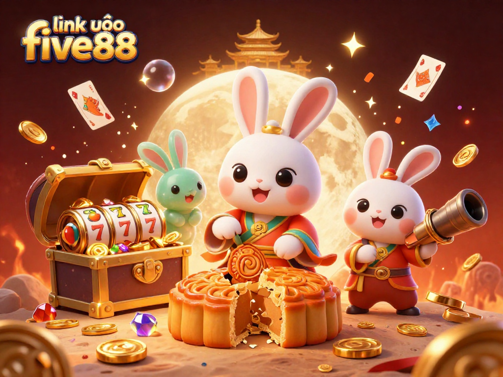 Experience the thrill of gambling with link vào five88, featuring vibrant characters and casino elements in a stunning scene.