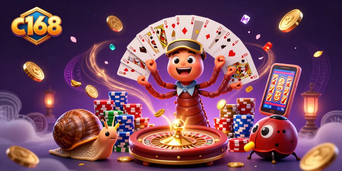 C168 reveals a vibrant casino scene with a millipede dealer, enhancing your gaming experience.