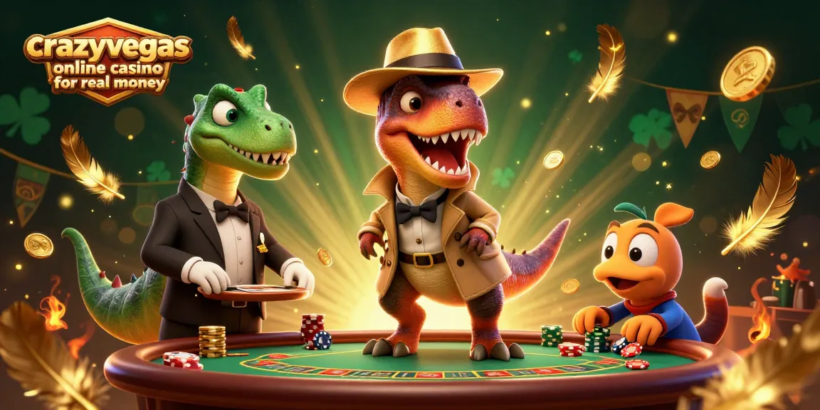 Win at crazyvegas online casino for real money with the vibrant casino scene showcasing unique characters.