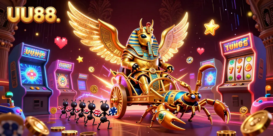 Experience thrilling gameplay with UU88 in this vibrant casino-themed 3D illustration.