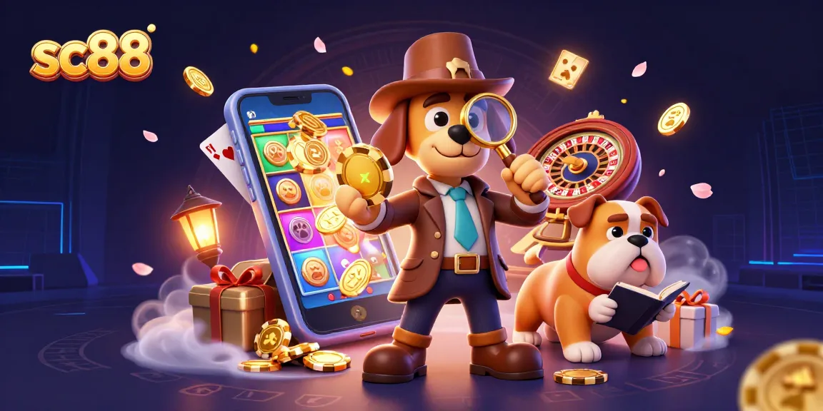Explore thrilling gaming adventures with sc88 in this vibrant 3D illustration featuring fun elements.