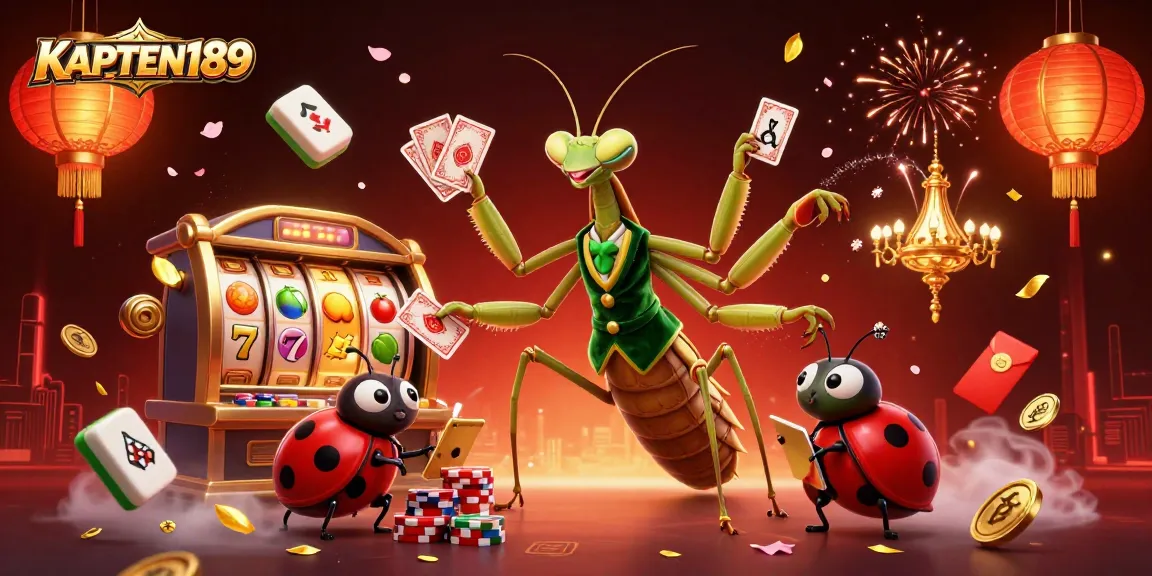 Permainan slot online KAPTEN189 terlihat dengan karakter menarik dalam suasana kasino yang penuh warna.
