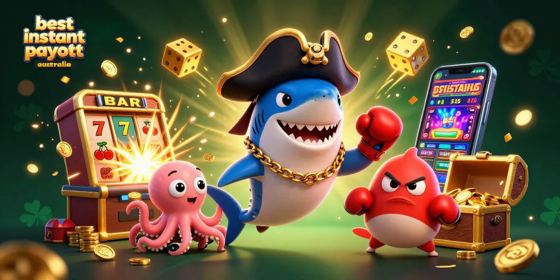 Engage with the best instant payout casinos Australia featuring vibrant 3D characters and slot elements.
