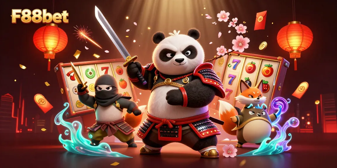 Win big with F88bet at this vibrant casino scene featuring lively characters.