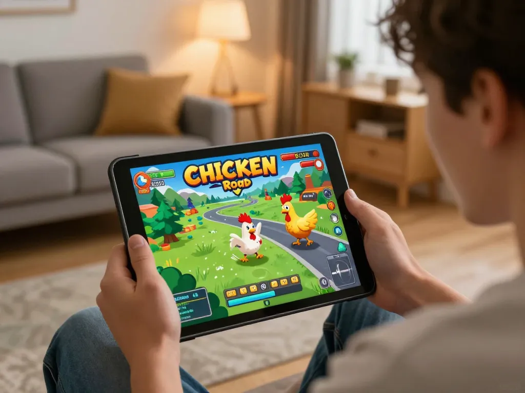 Giocatore impegnato in un emozionante gioco di Chicken Road, che mostra un coinvolgente esperienza di gioco d'azzardo online da casa.