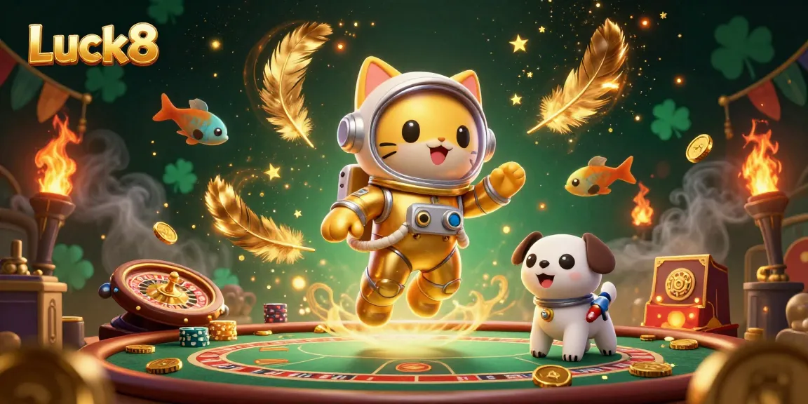 Experience thrilling gameplay at Luck8 with a dynamic casino scene featuring vibrant characters and game elements.