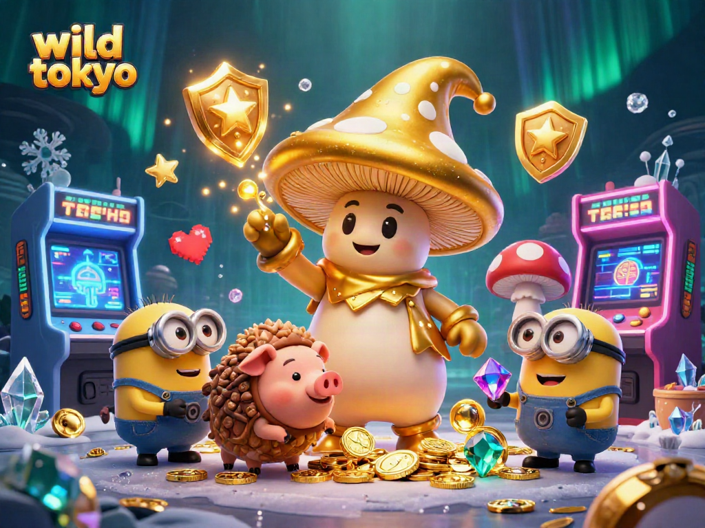 Experience wild tokyo's treasure-filled gaming realm with enchanting wizards, vibrant machines, and magical gold.