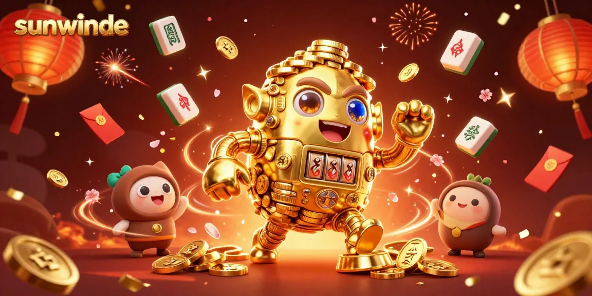 Experience thrilling gameplay at sunwinde with a vibrant 3D casino illustration featuring a golden golem.