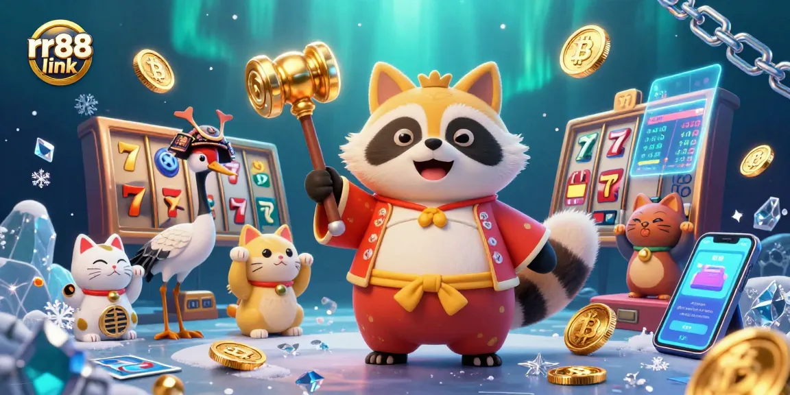Experience top-tier gambling action with rr88 link surrounded by vibrant symbols and cheerful characters.
