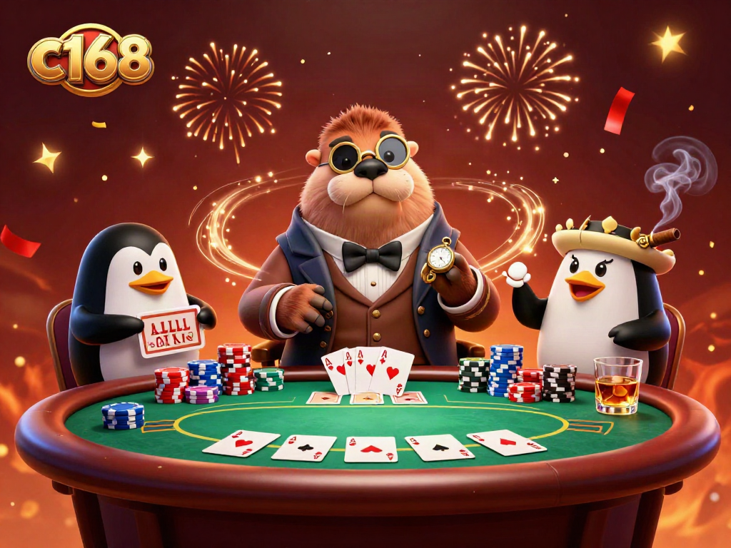 Engage in strategic gameplay with c168 through a vibrant underwater poker scene.